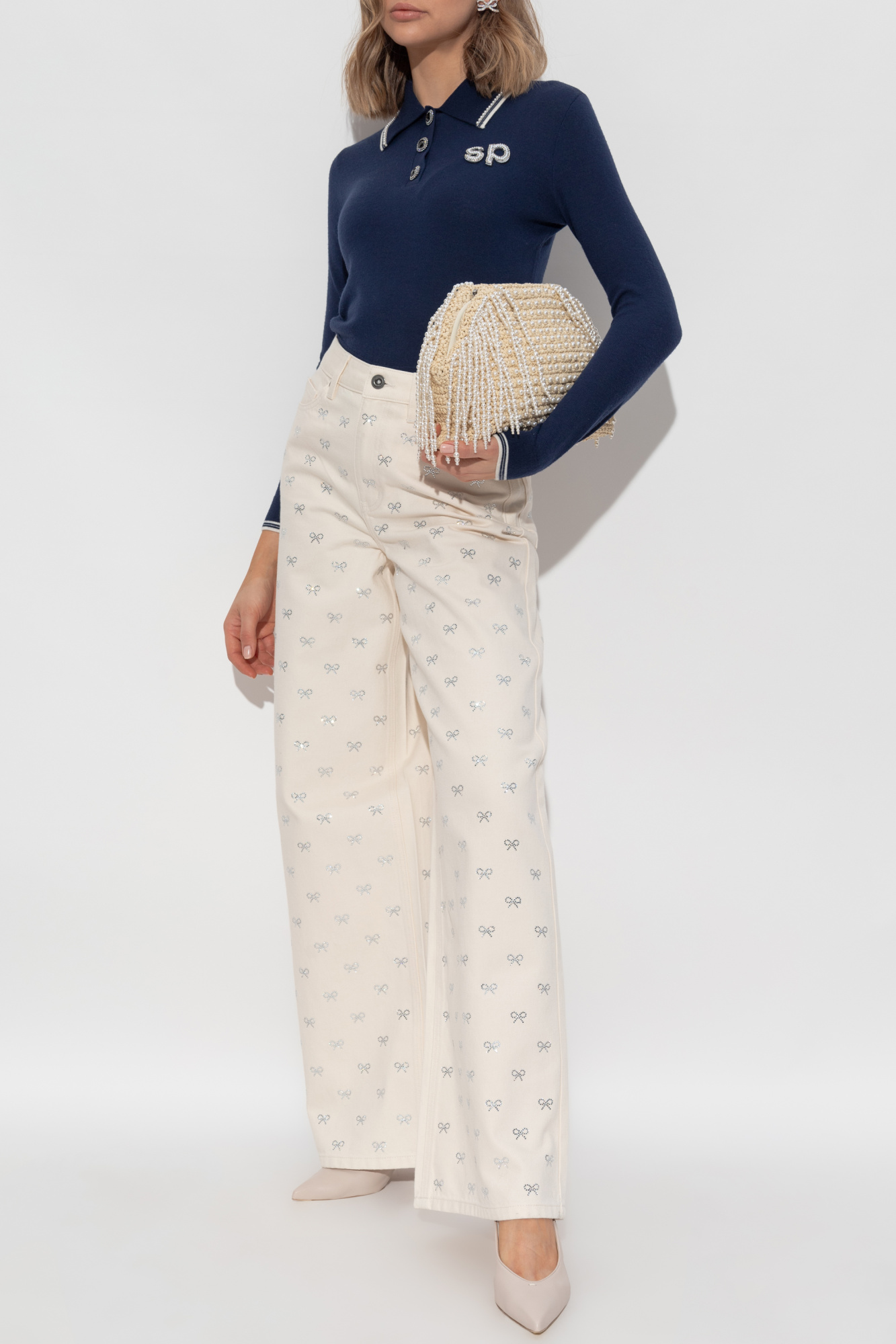Self-Portrait Jeans with Shimmering Appliqués | Women's